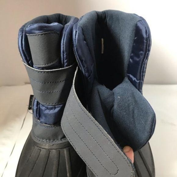 Rugged Bear blue snow winter boots lined hook n loop nonslip kids size 4 - Picture 4 of 8